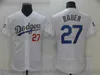 2021 مخيطات البيسبول قمصان 22 Clayton Kershaw 27 Trevor Bauer Jersey Retro Black White Blue Blue No Nugh