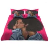 Beretten 2022 Slaapkamer 3-delige beddengoed Afro Girls Black Women Partner Print driedelige set kussensloop 3 stcs Aangepast patroon