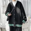 Suéteres masculinos Cardigan branco preto Men Warm Fashion Knit Coat Korean Loose Winter Manga Longa Mono