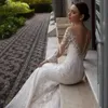 Champagner Meerjungfrau Brautkleider Spitzen Applikationen Tüll abtrennbare Zug Überträge formelle Brautkleider