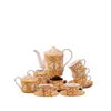 Conjuntos de café e chá da Balconia Espanhola Amarelo de Luxo Europeu com Copas de China de Gold Edge China Pote de chá Tarde