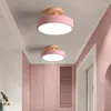 Lámparas colgantes nórdicas redondas Led luz de pasillo Simple moderno creativo porche de madera escalera balcón hogar habitación de los niños lámpara de techo