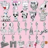 Charms in argento 925 con perline Pandora Bracciale con ciondoli Colore Piano Capezzolo Piede Palma Pesca Cat Girl charmes ciondoli Gioielli fai da te con perline fini