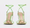 Bridal Wedding Dress Summer Brand Stretch Leather Sandals Shoes Stiletto Heels Women Chain embellishment Rubber-injected Outsole Pumps Lady High Heels EU35-43