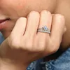 Ny bl￥ tiara ring autentisk sterling silver kvinnor br￶llop smycken flickv￤n g￥va till pandora kronringar med original l￥dan set