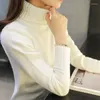 Women's Sweaters 2022 Autumn And Winter Women's Knitted Sweater Pullover High Neck Long Sleeve Solid Color Slim Stretch Short