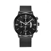 Нарученные часы модные роскошные случайные мужские кварцевые черные стальные часы для мужчин из нержавеющих спортивных спортивных водонепроницаемых часов