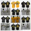 2022 News Baseball 21 Roberto Clemente Jerseys 8 Willie Stargell Retro Blue Yellow 24 Barry Bonds Jersey Top Quality Gray Road White Home Black Abely