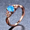 Eheringe Weiß Blau Lila Opal Verlobungsring Zierlicher Ovaler Stein Unendlichkeit Roségold Farbe Für Frauen Modeschmuck