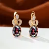 Orecchini posteriori Trendy Female Green Zircon Stone Rose Gold Color Crown Clip per le donne Dainty Crystal Oval Wedding