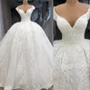 2022 Luxe Arabe Robe De Bal Robe De Mariage Illusion Hors Épaule Plus La Taille Puffy Princesse Dentelle Appliques Perles De Cristal Scintillant Robes De Soirée De Mariée Robe De Mariage