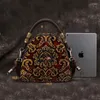 Evening Bags Johnature Retro Hand Painted Luxury Handbags 2022 Genuine Leather Floral Large Capacity Cowhide Shoulder & Crossbody