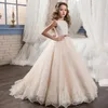 Robes de fille robe de mariée pour enfants fille dentelle maille perceuse fleur belle longue robe de bal princesse moelleuse