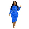 Survêtements grande taille femmes vêtements deux pièces ensemble automne tenues Sexy à manches longues haut bureau dames jupe à carreaux en gros goutte