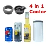 4 em 1 Tumblers sublimação 16oz latas refrigeradores brancos lisos retos em branco com 2 lídeos de aço inoxidável portadores de cerveja dupla isolada garrafas de água xícaras canecas