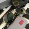 1pcs designer brand classic pilot sunglasses fashion women sun glasses UV400 gold frame green mirror 58mm lens with box