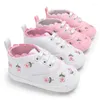 Chaussures de sport né bébé filles berceau floral semelle souple anti-dérapant baskets toile enfant en bas âge été princesse casual 0-18M