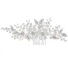 Headpieces Flashing Jewelry Golden Rhinestone Pearl Bridal Hairpin Hair Wedding Elegant Crystal Comb Headdress