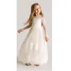 Robes de fille Sweety Pureté Robe de fille de fleur avec dentelle Applique Ceintures Manches longues Personnalisé 2022 Formel Petits enfants Anniversaire d'enfant