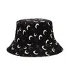 Berets JP Style Spring Summer Unisex Bucket Hats для женского изогнутого лунного принт