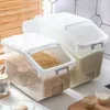 Förvaringsflaskor ris containerkorn eller mat dispenser mjöl spannmål burk hink husdjur kök arrangör