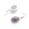 Natural Stone Dangle örhängen Bead Oval Hook Drop Earrings For Women Jewelry Gift Tiger's Eye Agates Jades Opal BR337