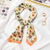 Sarongs 70 70cm Colorful Flowers Print Square Scarf Women Bandana Hairband Lady Head Wraps Female Shawl Fashion Neckerchief T220827