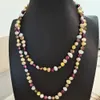 Collier noué à la main Natural Baroque 7-8 mm Perle multicolore 100cm pour femmes bijoux de mode