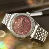 Montre De Luxe 40mm Montre Bracelet En Acier Inoxydable Horloge Hommes Femmes Classique Quartz Mouvement Importé Étanche Jour Date Diamants Cadeaux D'affaires Montres-Bracelets