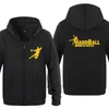 Herren Hoodies Handball Printed Men Hip Hop Fleece Langarm Zipper Jacke Sweatshirt Coat Team Fitness Tracksuit Moleton Maskulino