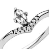 Women's Classic Wishbone Ring 925 Sterling Silver Wedding Jewelry for pandora CZ diamond Rings with Original gift Box