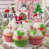Decorações de Natal 9pcs Bolos Inserir Top Hat Homem de Neve Papai Noel