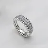 NOWY Zroszony Pave Band PIERŚCIEŃ Autentyczne 925 Sterling Silver Kobiety Mężczyzna Wedding designer Biżuteria Dla pandora CZ diamentowe Pierścionki z Oryginalnym Pudełku zestaw