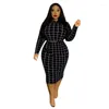 Tracksuits Plus Size Women Clothing Two Piece Set Fall Sexiga kläder Långärmad Top Office Ladies Plaid kjol Partiage Drop