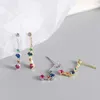 100% 925 Sterling Silver Multicolor CZ Zircon Dingle Earrings for Women Round Drop Earring Wedding Party Gifts