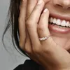 Damen-Ring mit drei klaren Steinen, authentisch, 925er Silber, rosévergoldet, Hochzeitsschmuck für Pandora, CZ-Diamant, Freundin, Geschenkringe mit Originalverpackung