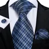 Bow Ties Classic de 8 cm de ancho Men Azul White Silk Silt Silk Business Wedding Bode Pocket Pocket Square Gifts For Men Dibangu