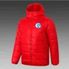 FC Schalke 04 Men's Down Hoodie Jacket Winter Leisure Sport Coat Full zipper Sports Outdoor Warm Sweatshirt Logo Custom