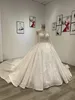 Plus Size Crystal Ball Gown Wedding Dress High Neck Beading Long Sleeve Illusion Tulle Bride Dresses Robe De Mariee Bridal Gowns