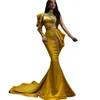 2022 sjöjungfru aftonklänningar Dubai Se genom Illusion High Neck Formal Prom Cutaway Side Celebrity Bowns