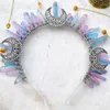 Hårklipp null naturlig rå kristall kvarts smycken tiara pannband retro metallmåne häxa trollkarl krona bröllop brud solguddess huvudbonad