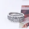 NOWY Zroszony Pave Band PIERŚCIEŃ Autentyczne 925 Sterling Silver Kobiety Mężczyzna Wedding designer Biżuteria Dla pandora CZ diamentowe Pierścionki z Oryginalnym Pudełku zestaw