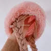 Hats Warm Soft Plush Ball Pompom Kids Handmade Knitted With Braids Children Autumn Winter Fashion Wigs Hat Plaits Wig Dropship