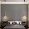 Pendant Lamps Modern Fashion Black/Gold Metal Crystal LED Drop Lamp Bedside Bar Foyer Creative Simple Suspension Light 2072