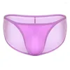 Underpants Men's Underwear Mesh Transparent Ultra-thin Breathable Hip Lift Seamless Ribbon Sexy Briefs