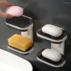 Soap Dishes Single/Double Layer Box Drain Sponge Holder Storage Rack For Bathroom Accessories Toiletries Organizer