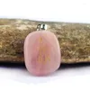 Pendant Necklaces Natural Rose Quartz Reiki Healing Amulet Master Prop Chakra Four Symbol Energy Stone Necklace Jewelry