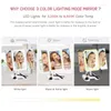 Makyaj Fırçaları Katlanabilir Çift Üçlü Büyütme Masa Aynası Sıcak Soğuk Beyaz LED Işık Pil Gücü Taşınabilir Kadınlar Kozmetik Araç