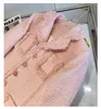 2022 الخريف النحو المصنفة تويد تويد جاكيت الهامش الوردي اللون الصلبة الأكمام طويلة الأكمام من صدر واحد السترات المعطف