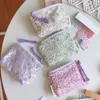 Mini sacchetti di organizzatore floreale di cotone viola per donne borse cosmetiche borse borse borsetto